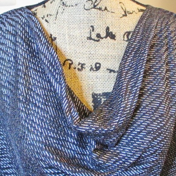 Jones New York Signature Woman Sleeveless Top, Draped Neck, Navy Blue, Size 1X - Picture 3 of 11